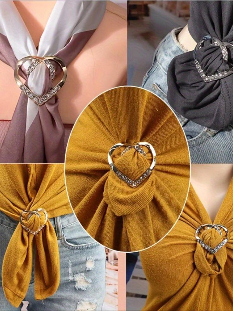 Fashion Heart Design Brooch, Rhinestone Decorated Clothes Silk Shawl Buckle, Clothes Accessories for Women & Men, Trendy All-match Jewelry for Birthday Gift, Durable Metal Pins, Flower Brooch