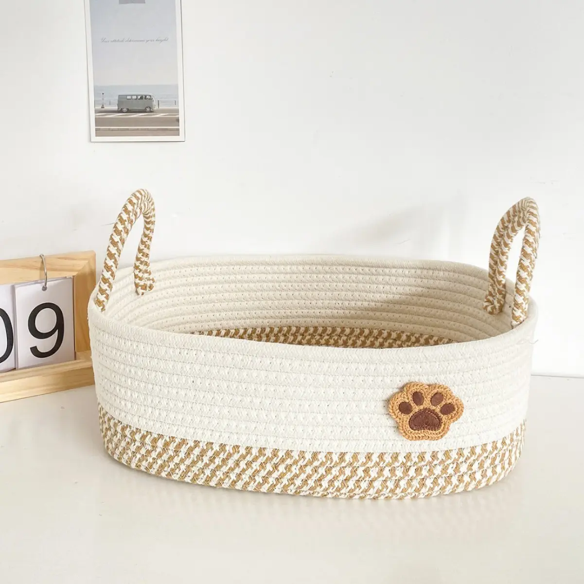 Cartoon Handwoven Desktop Storage Basket, Claw Organizer, Home Storage Basket, Toy Diaper Pet Basket, Furniture Desk Closet Dirty Clothes Organizing Baskets