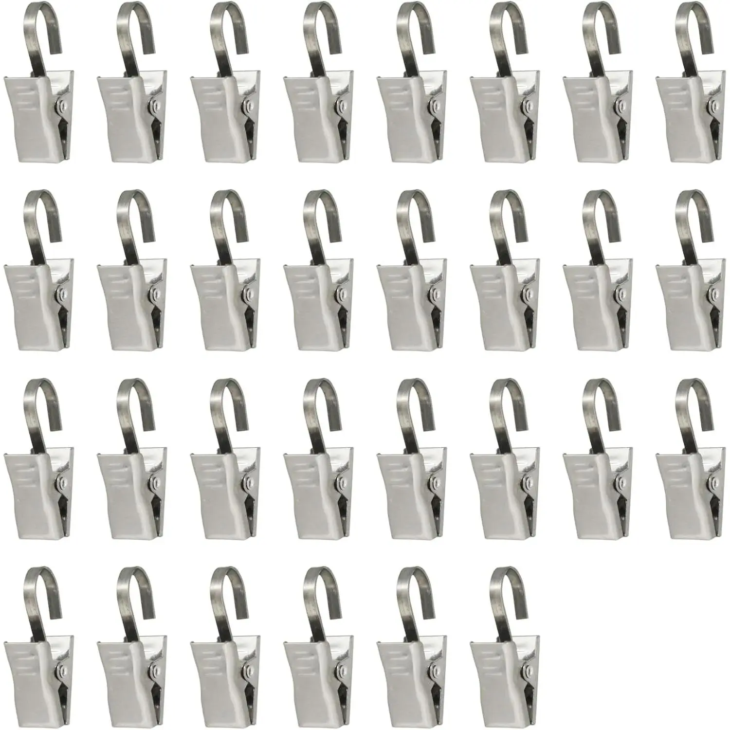 Pack of 30 Stainless Steel Clips w/Hook for Curtain, Photos,  Decoration