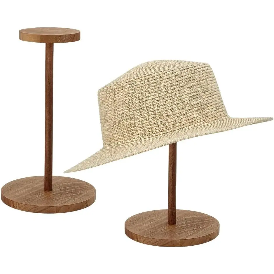 2 Sets Hat Display Stand Wooden Display Stand Hat Rack Stand Hat Holders Hat Storage Organizer Wigs Stand for Vendors Home Hat Helmet Wigs Display Organizer Storage, 5.7x10.4