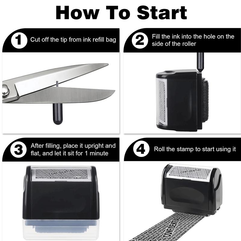 Identity Theft Protection Roller Stamp Set, 2-Pack with 4 Refills, Blocks ID & Address Info, Essential for Home & Office Security