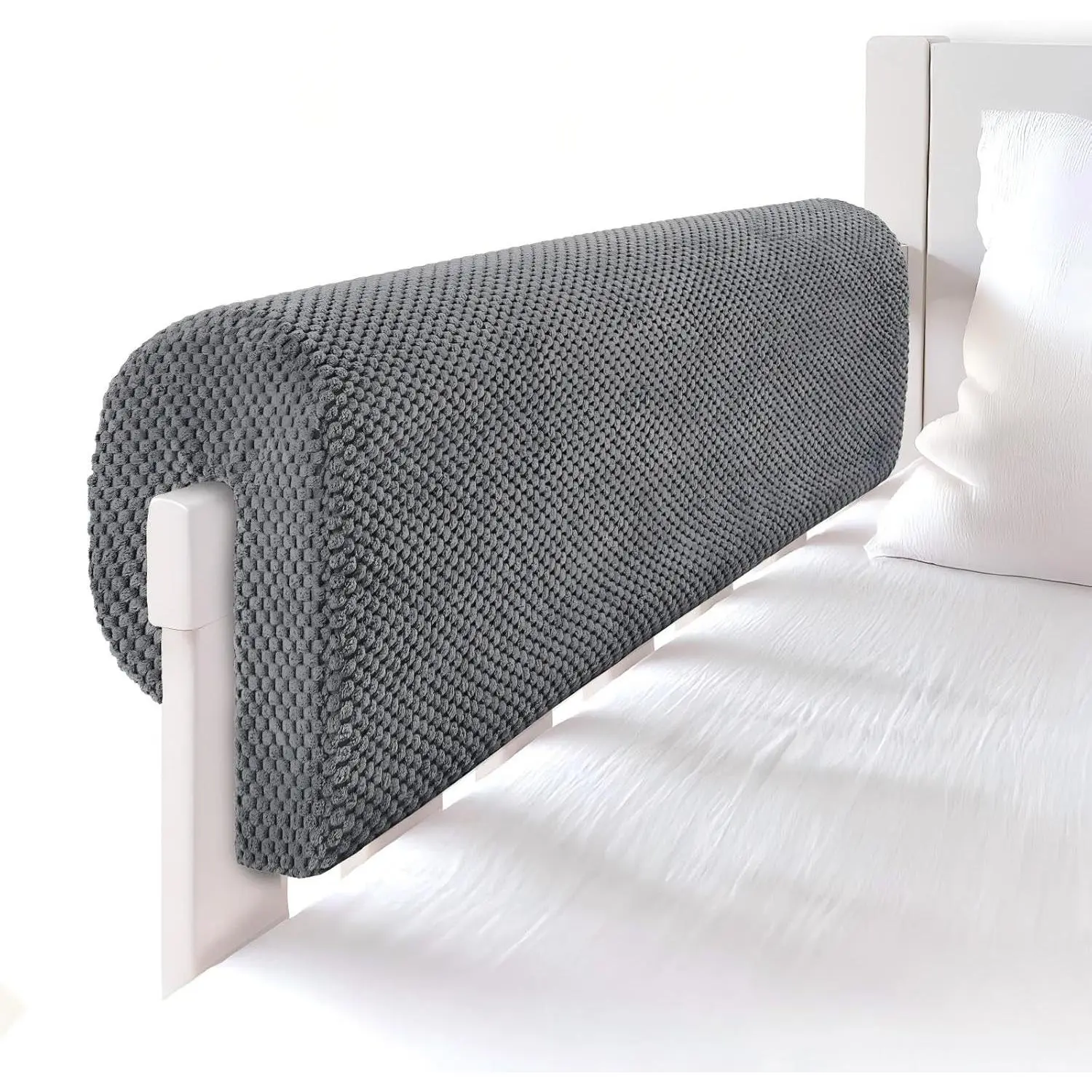 Toddlers' Bed Rail Bumpers Protector, Children's Bed Guardrail Padding, Soft Cushioned Barrier, Increased Height, Easy to Install, Washable Cover, Fits Floor, Bunk & Loft, 3 Ft, Gray