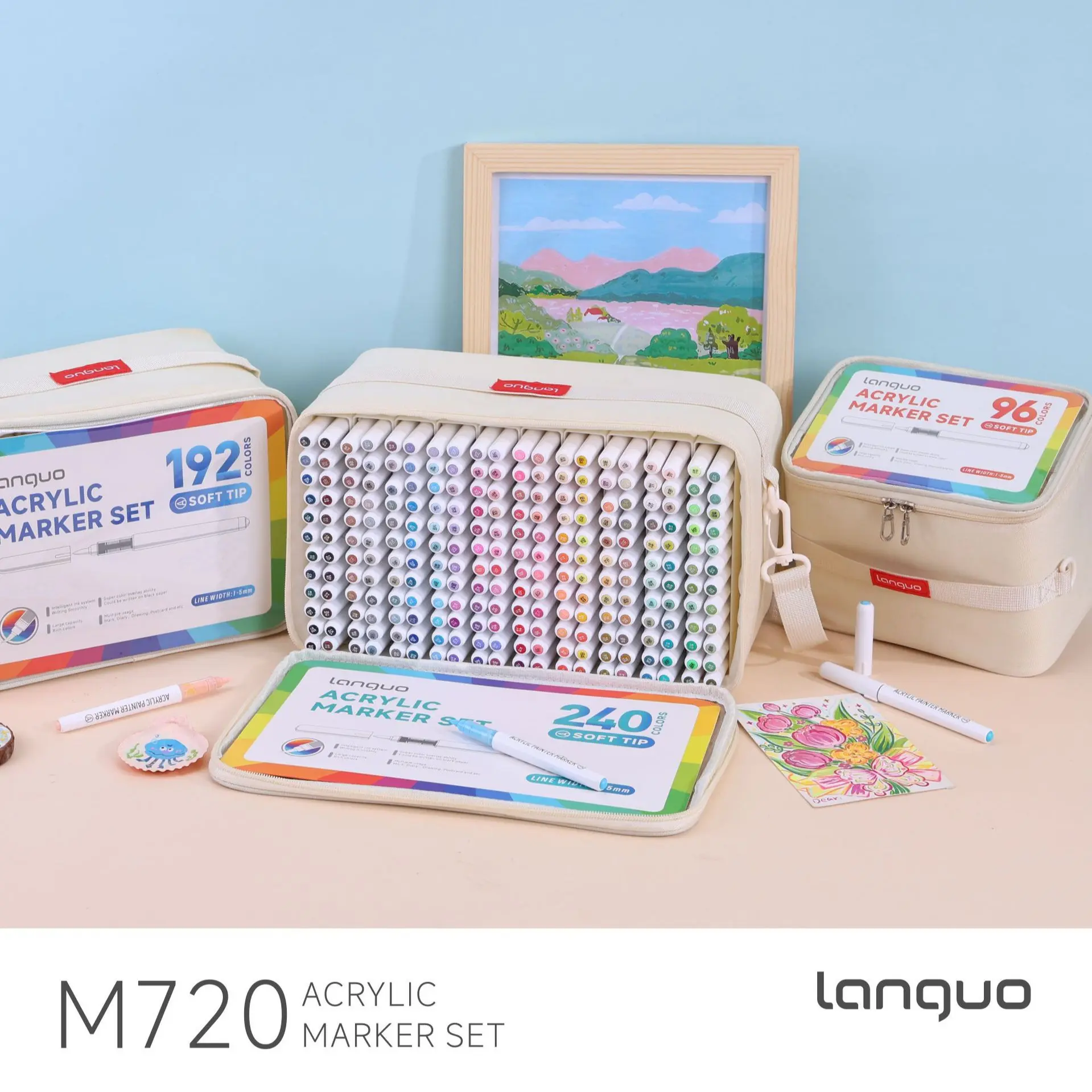 Languo Liquid Marker Pens, 288/240/192/96 Colors, Strong Coverage, Professional Drawing, Ideal for DIY, Ceramics, Metal, Back-To-School Season