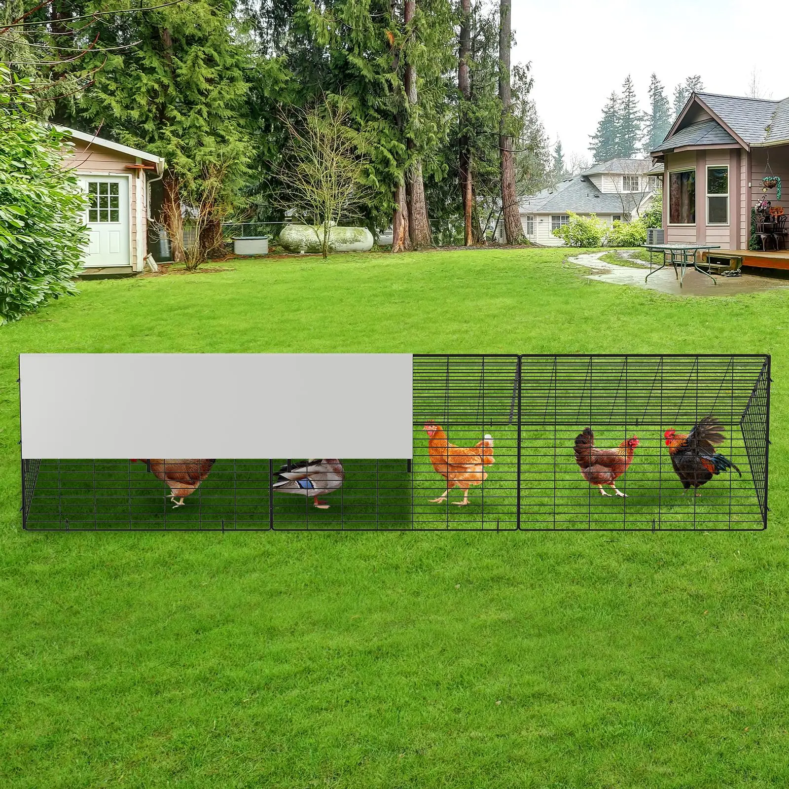 Carbon Steel Chicken Tunnel (287x78.7x24.2 in), Large Heavy-Duty Poultry Run Extension with Oxford Fabric Waterproof Sun Protection Cover, Locked Locks, Easy-Assembly All-Weather Predator Protection Outdoor Accessory for Backyard Hens, Ducks, Geese