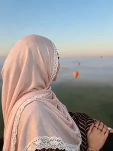Lace Trim Shimmer Headscarf, Multi-Color Versatile Long Scarf, Elegant Decorative Shawl for Women, Lace Shawl for Stylish