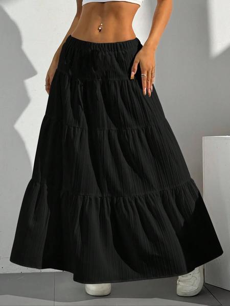 Women'S Casual White Pleated Maxi Skirt with Tie Waist - Loose, Flowy Design for Spring and Summer, Spring Casual Wear | Pleated Skirt | Wide Leg Skirt