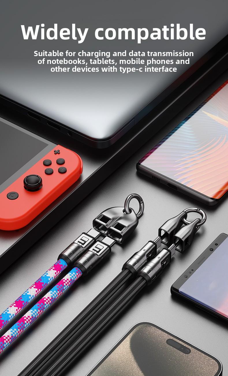 New 2-in-1 phone lanyard data cable PD240W super fast charging suitable for mobile phones and computers