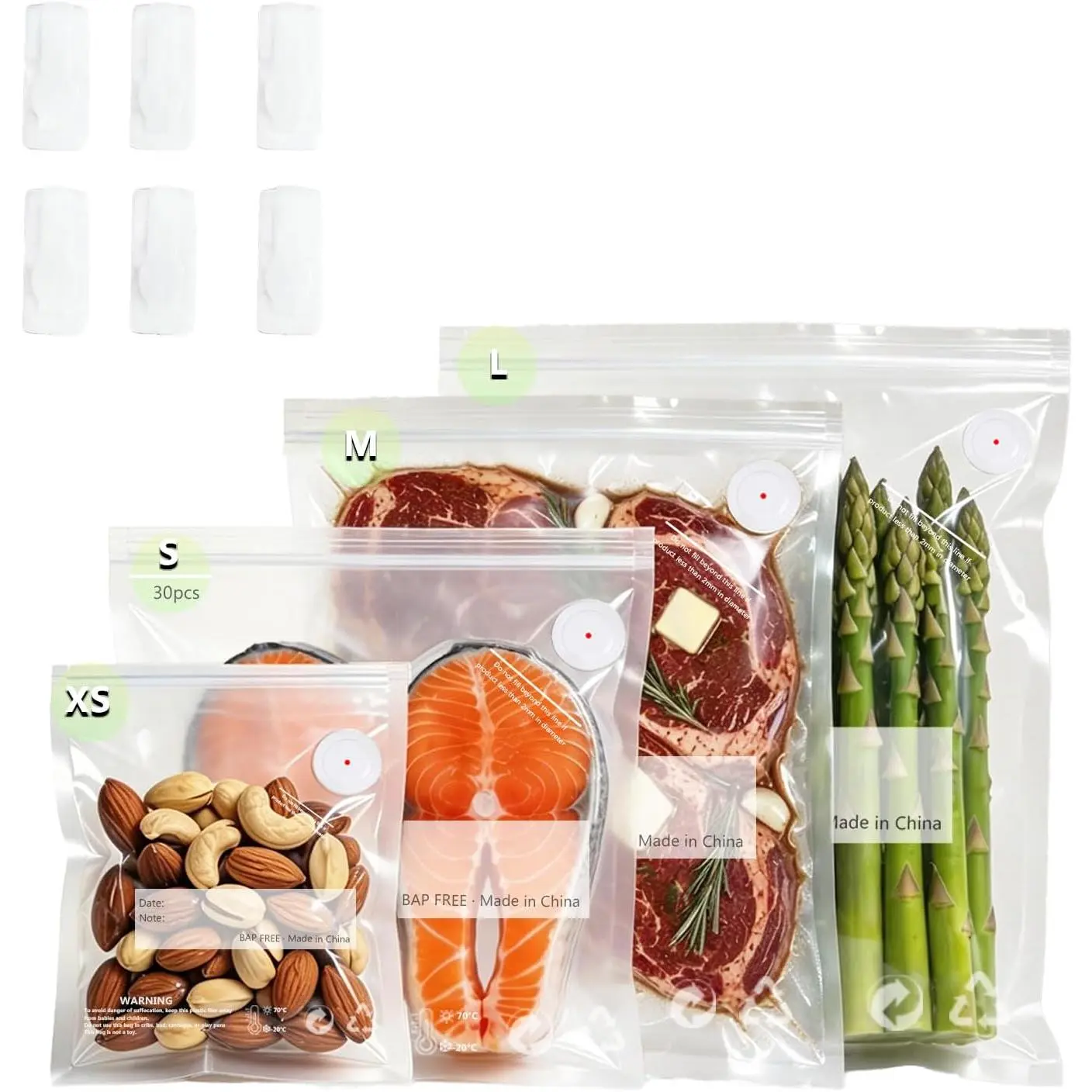 10.2 * 11 Inches  Vacuum Sealer Bags for  – 30 Packs | Leak-Proof & , Includes 3 Free Bag Clips, Ideal for  Storage, Freezer & Handheld Vacuum Sealer Compatible