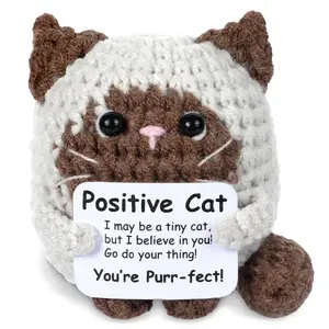 1pc Mini Inspirational Knitted Siamese Cat Toy, A Fun Handmade Crochet Gift, Adorable and Delicately Decorated with Yarn. Perfect for Best Friends, Brothers, or Lovers; A Comforting Companion at The Workstation; And A Heartwarming Valentine's Day Gift.