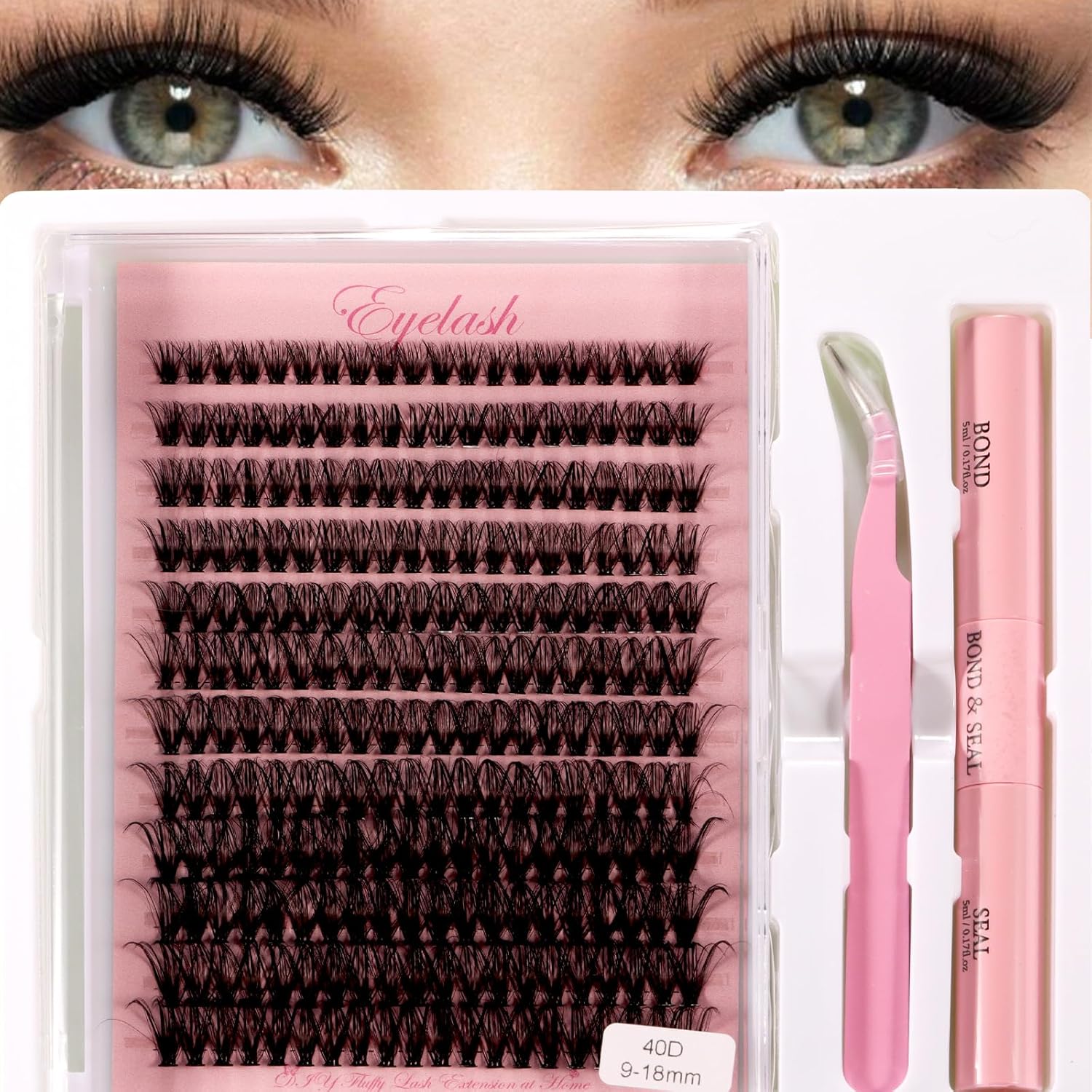 DIY Individual Lash Natural Clusters 640 Clusters, 30D 40D 50D 60D 4 in 1 High Capacity Lash Extension Kit Lightweight Super Soft Fake Eyelashes,Lash Applicator for Self Use