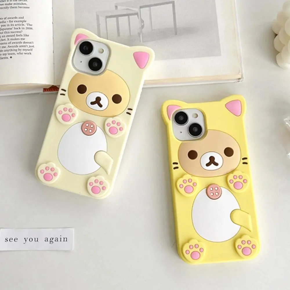 Cartoon Cat Bear Claw Silicon 3D Phone Case For iPhone 16 15 12 Mini 11 13 Pro Max 14 Plus X XS Max XR 7 8 SE