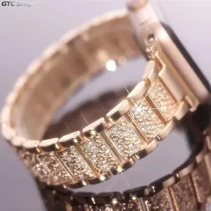 2026 Trend 3-Bead All-Diamond Luxury Elegant Sports Wristband, Women's Adjustable Sparkling Metal Accessory, Wearable Compatible with All Apple Watch Models (38mm-46mm, Watch Not Included)