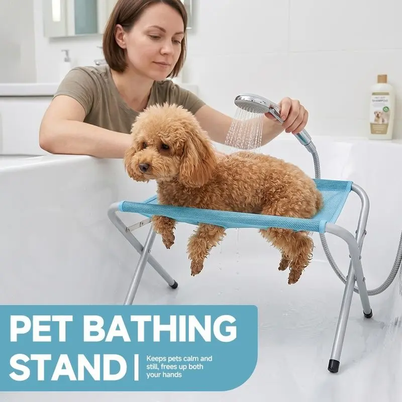 Foldable Pet Bathing Stand, Cat & Dog Bath Hammock, Anti-Movement, Anti-Scratch, Medication Feeding, Bath Rack Tool, Supplies