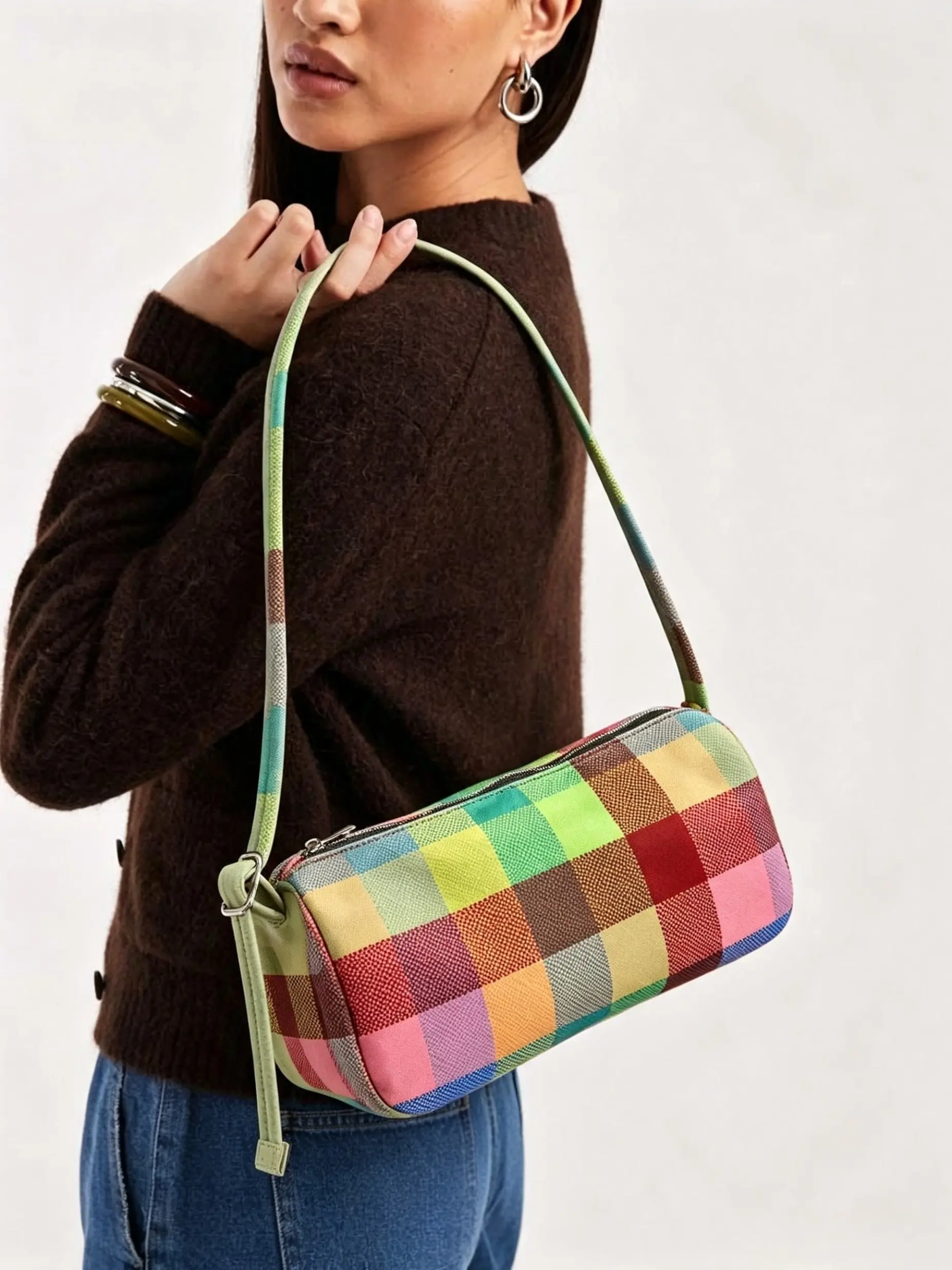 Nylon Loaf Bag, Simple Casual Small Commuter Work Bag, Top Handle Tote with Key Leash, Fashionable Shoulder Handbag for Everyday Use, Crossbody Bags