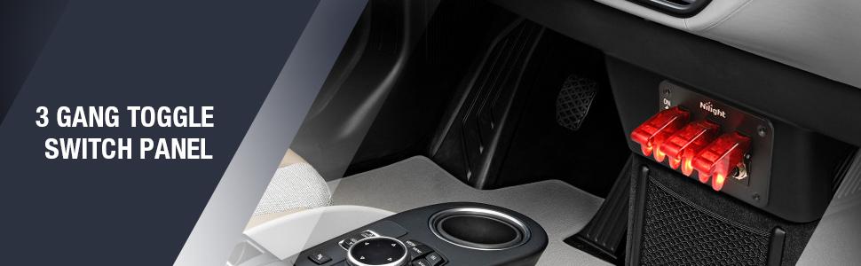 Nilight 3Gang 3Pin SPST ON/Off Red Rocker Switch Panel w/ LED Light Flip Cover