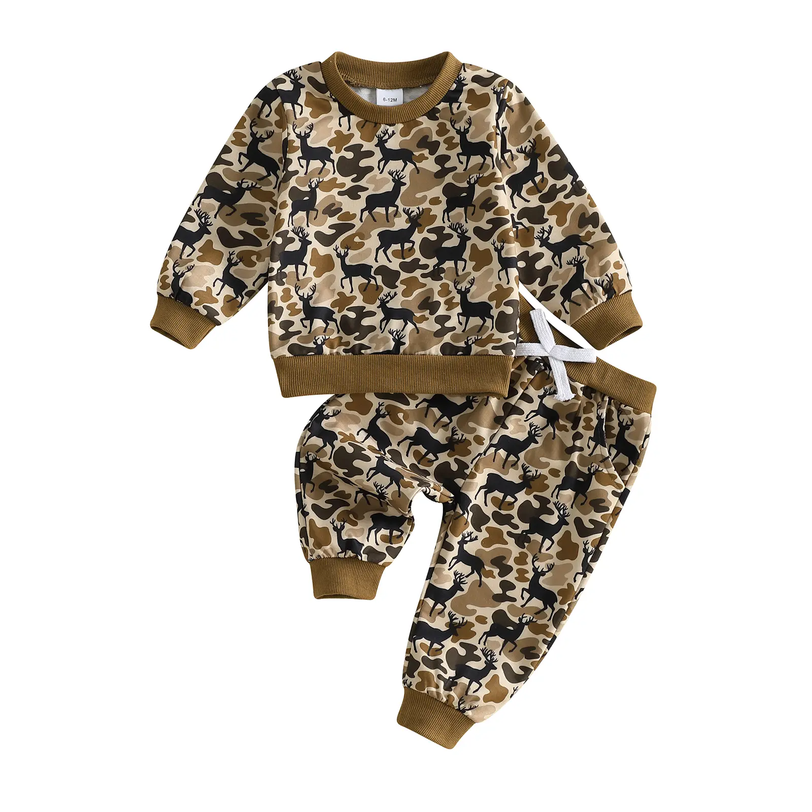 Toddler Baby Boy Fall Hunting Outfits Set Mallard Duck Deer Long Sleeve Camouflage Print Pullover Sweatshirt Tops and Joggers Pants Wild Clothes Set