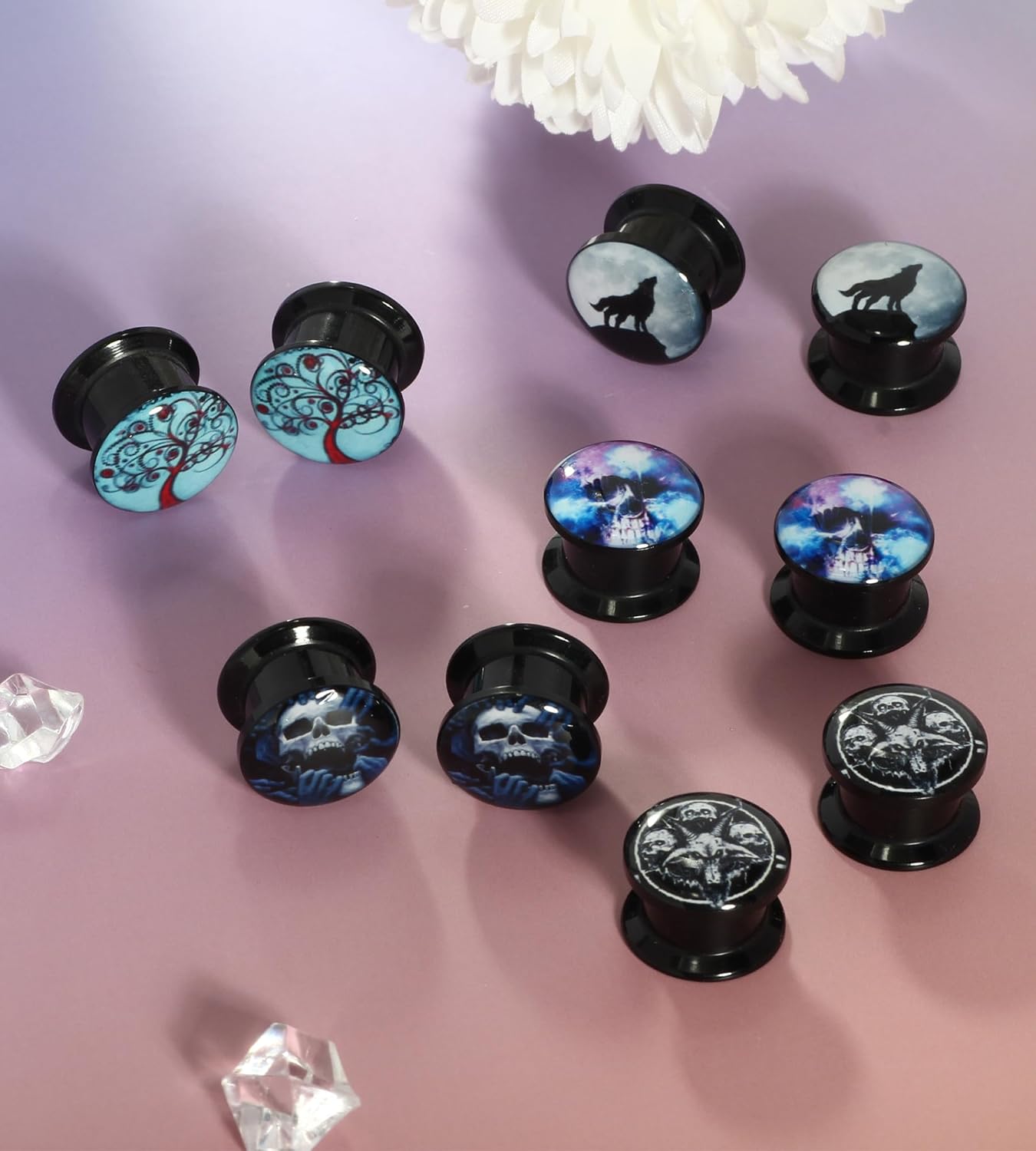 5 Pairs  Ear Tunnels Plugs Expander 00 Gauges Stretcher Earrings Screw Ear Piercing