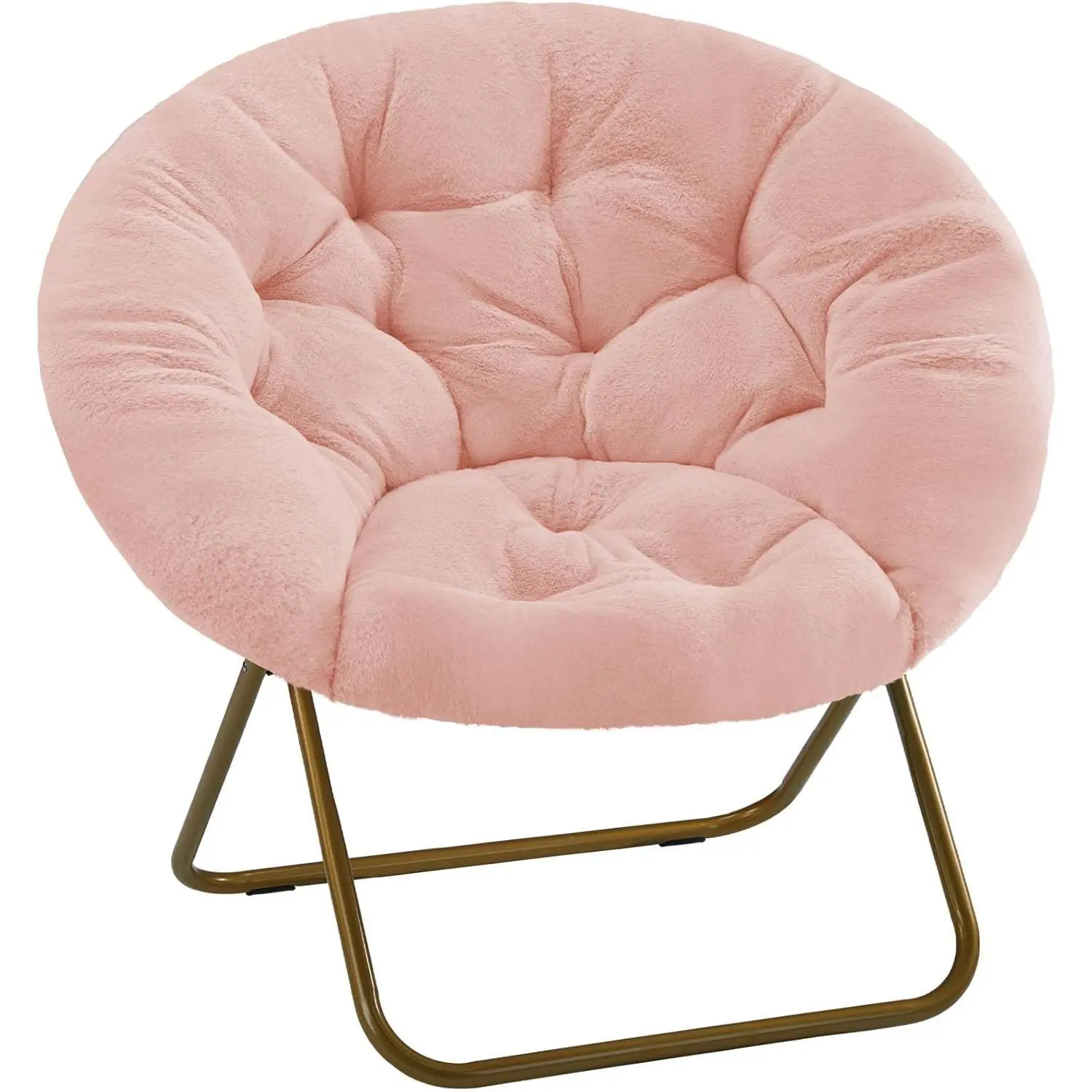 Comfy Saucer Chair, Faux Fur Lounge Seasting XL Circle Chair for Bedroom, Dorm & Gaming, Foldable Fashion Accent Seat for Small Spaces, Folding Moon/Mushroom/Round Oversized Style