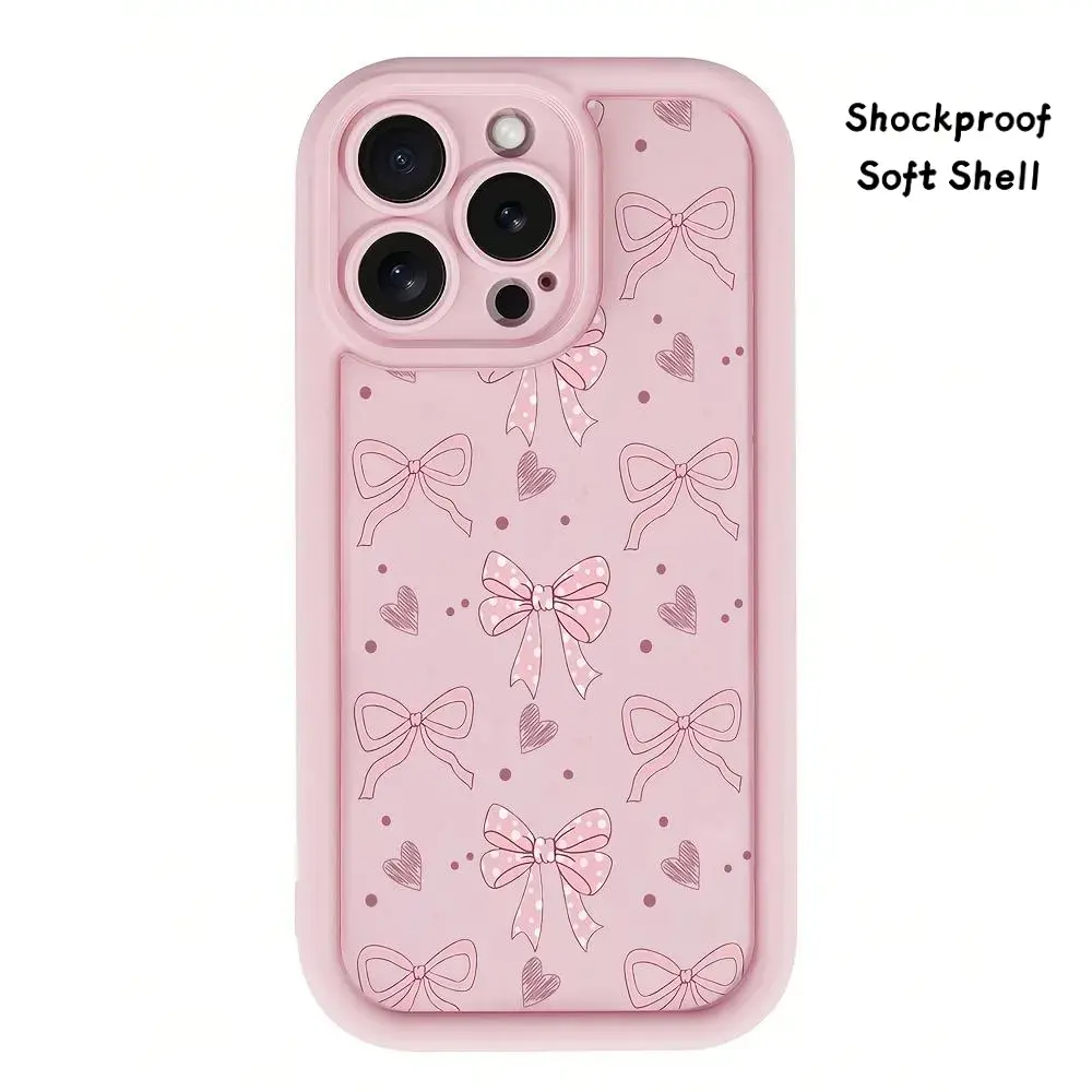 Premium Bow Pattern Smartphone Case for iPhone 17 Pro Max,16,16e,15,14 Plus,13,12 Mini,11,Air,X,XS - Shock-Resistant Soft Cover, Full Protection, Handheld Cellphone Devices Accessories, Summerwins Gift Idea