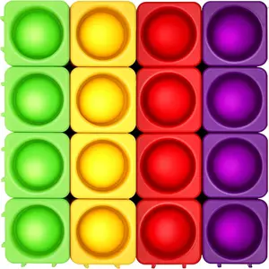 Giant Pop Blocks Bubble Premium Silicone Pop Fidget Blocks for Endless Joy and Education - Vibrant Pop Blocks for Imaginative Play and Puzzle Games-Toy for Kids (16PCS)fidget toys