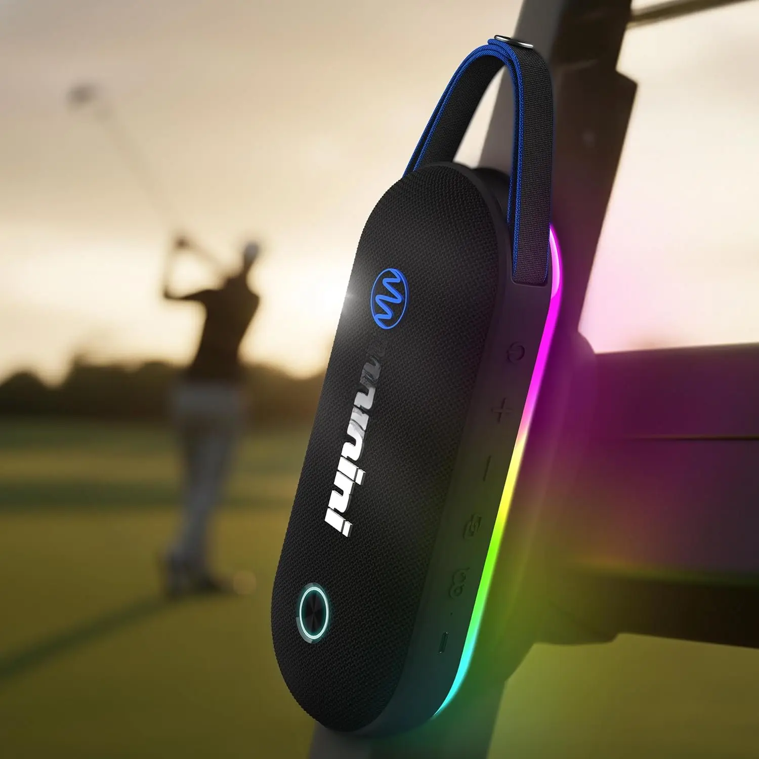 Golf Cart Speaker,  (BeatGrip Pro) |  golf cart speaker,  - 8 hr , USB-C - 8 LED modes, mic - multi-link to 50