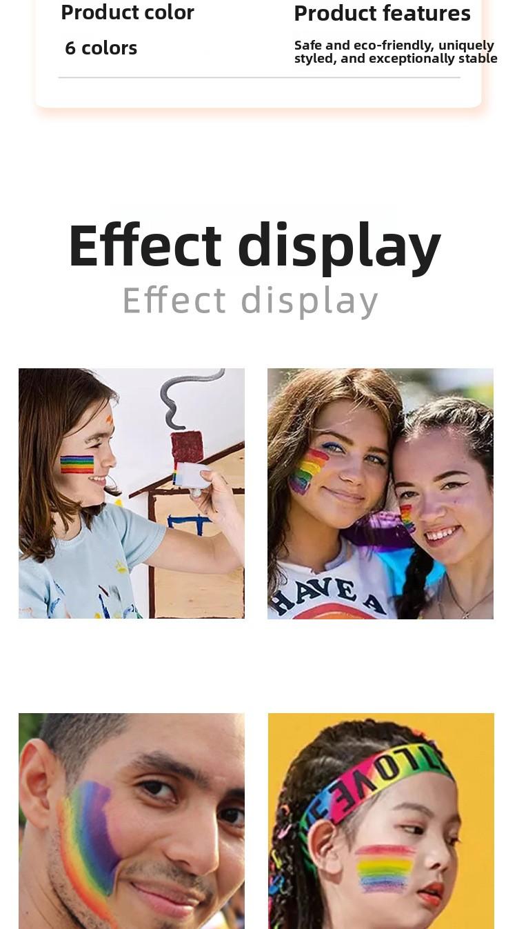 2026 World Cup Rainbow Face Paint,6 Color Face Paint Makeup Rainbow Body Markers Events Festival Celebrations Party