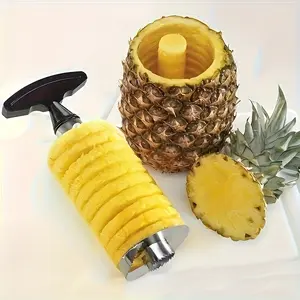 A Stainless Steel Pineapple Corer And Slicer That Is Ergonomically Designed for Comfort. This Multifunctional Tool Is Great for Removing Cores from Fruits Like Strawberries And Is a Handy Kitchen Gadget for Peeling And Slicing. The Pineapple Corer A