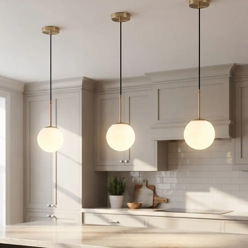 Modern Minimalist Single Head Globe Pendant Light, E27 Socket, Adjustable Chain, Ideal for Island Kitchen, Long Desk, Entryway