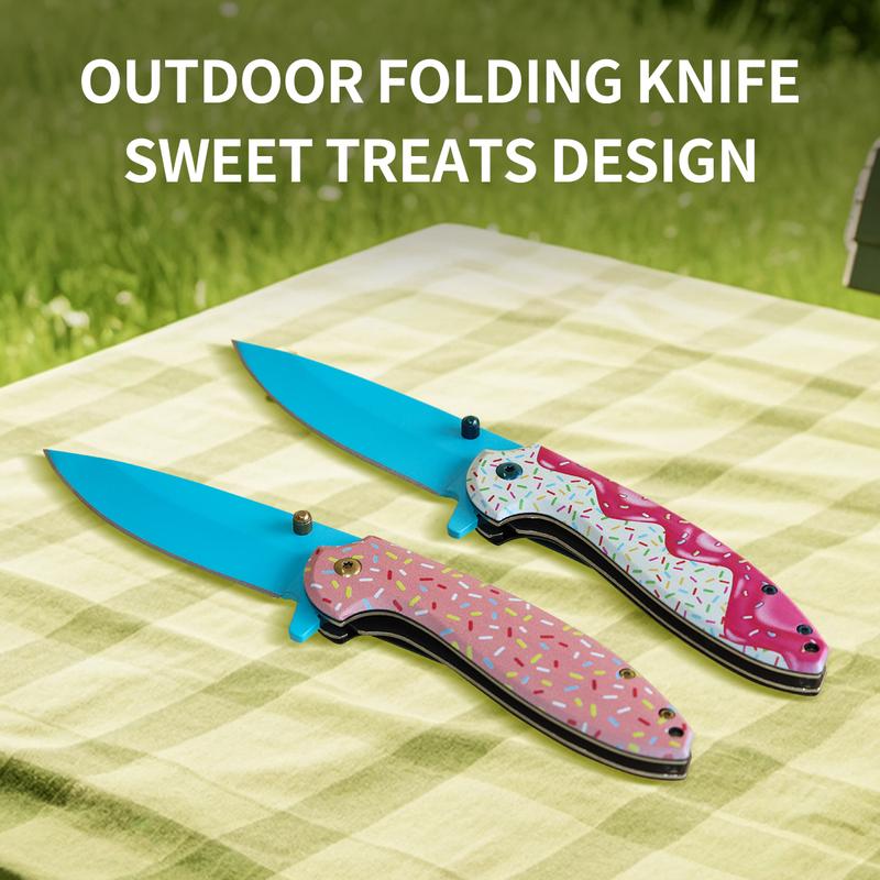 Doughnut aluminum handle folding camping EDC pocket knife foldable portable folding knife hunting knife Doughnut aluminum handle folding camping EDC pocket knife foldable portable folding knife hunting knife