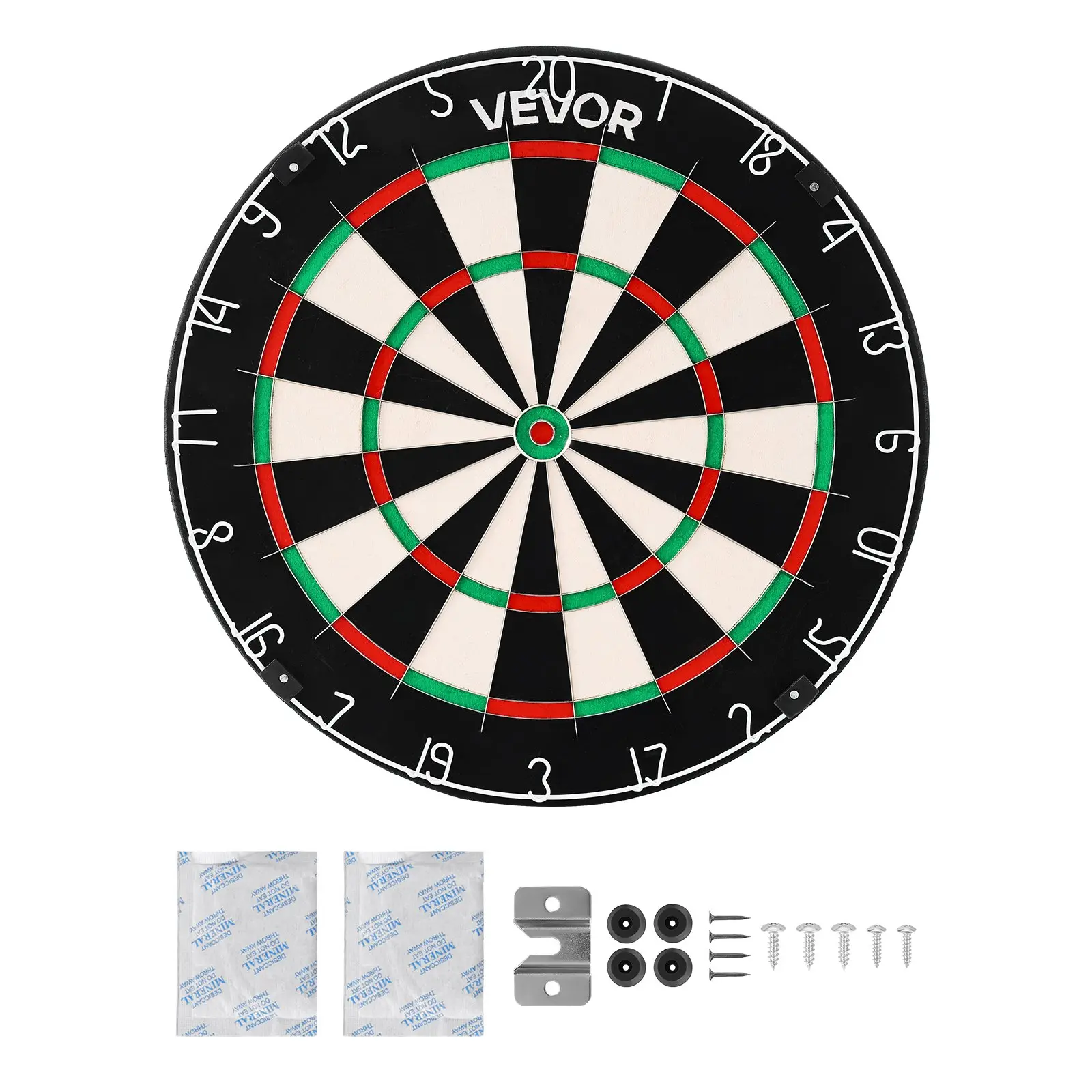 VEVOR Dart Board, High-Grade Self-Healing Sisal Fiber Dartboard with Staple-Free Bullseye, Blade Wire Rotating Number Ring, 17.7" Professional Dartboard for Home Party Game Room (Darts Not Included)