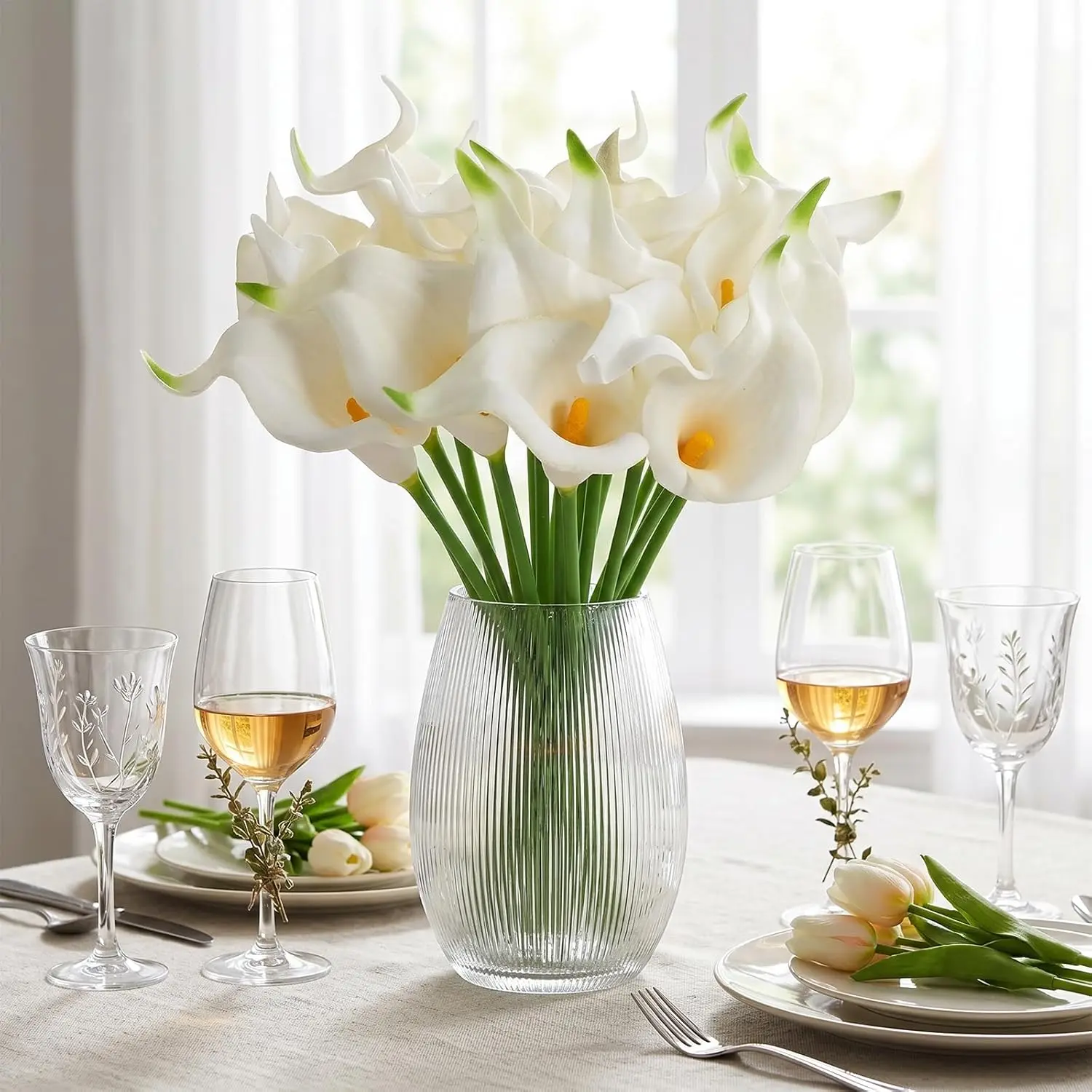 30 PCS Calla Lily Artificial Flowers, Real Touch Pure Wedding Bouquet| Bridal Wedding Bouquet Realistic Faux Calla Lilies for Weddings, Home Decor, Parties and Photography