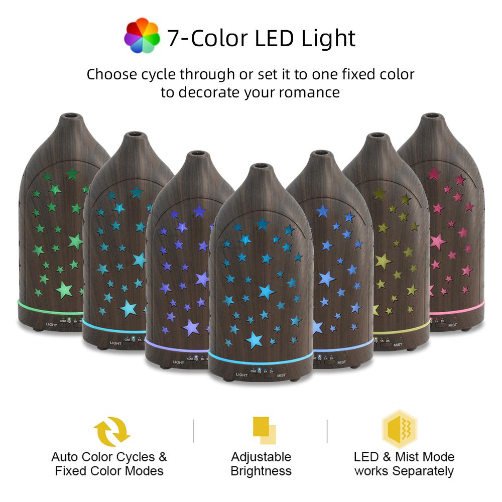 7 Color LED Ultrasonic Aromatherapy Diffuser with Auto Shutoff & Quiet Tech Humidifier Scent Oil Humidifier