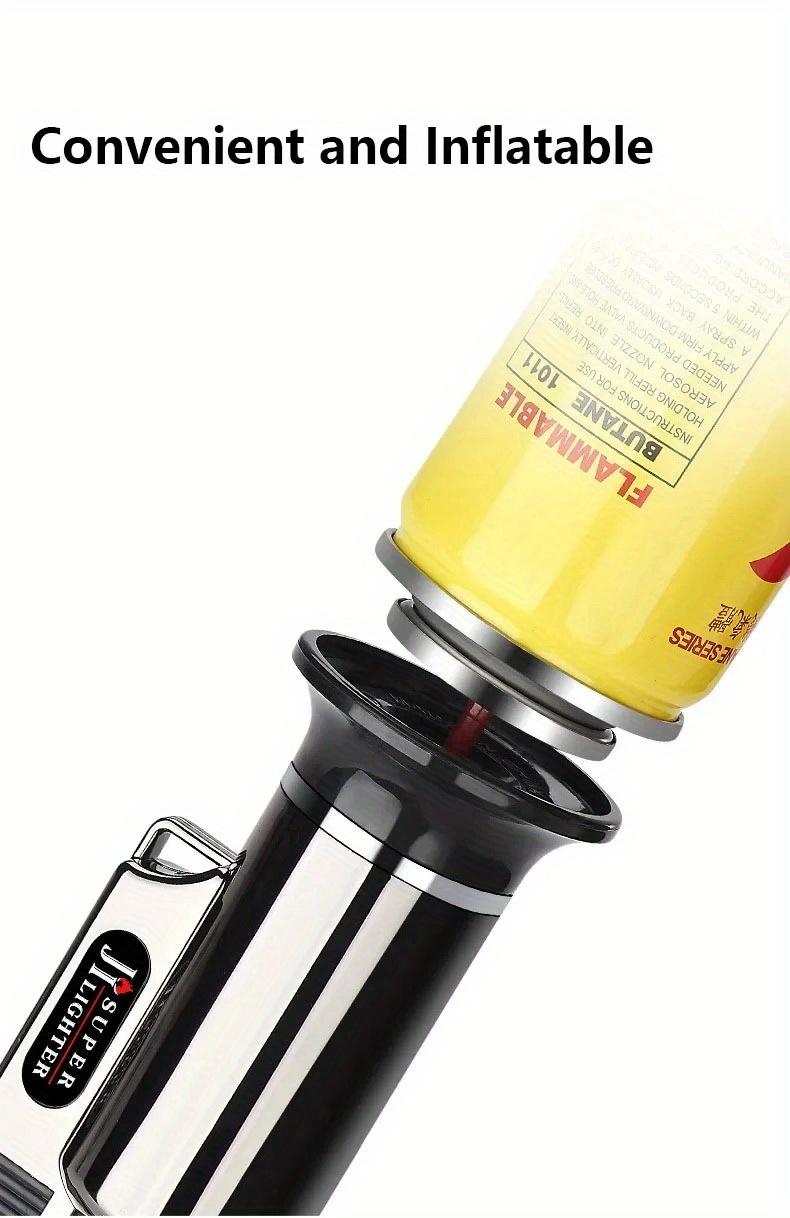 Portable High Fire Metal Lighter, with Safety Lock & Adjustable Flame, Multifunctional Kitchen Barbecue Cigar Lighter, Outdoor Windproof Turbine Gas Lighter, Men'S Gifts (No Gas), Without Battery