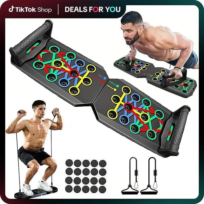 Multifunctional Workout Station with Adjustable Push-Up Board & Pull-Up Bar, Lightweight & Portable Home Fitness Equipment for Men, Multi-Muscle Upper Body Strength Training, Space-Smart