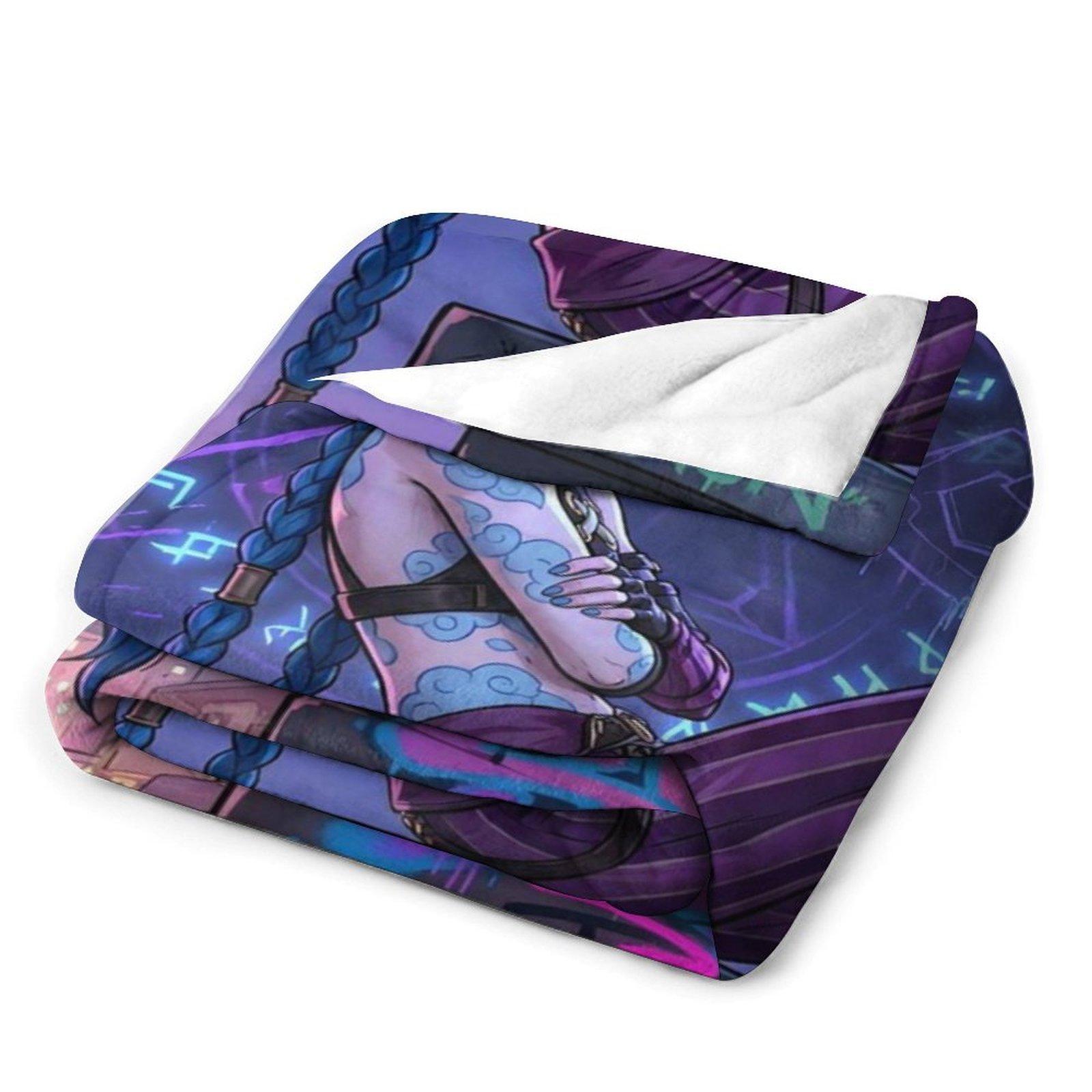 Jinx "City of Shimmer" Zaun Graffiti Throw Blanket — *Arcane* Themed | Soft & Cozy | An Esports Throw Blanket Crafted Exclusively for Fans | A Perfect Gift for Gaming Girls