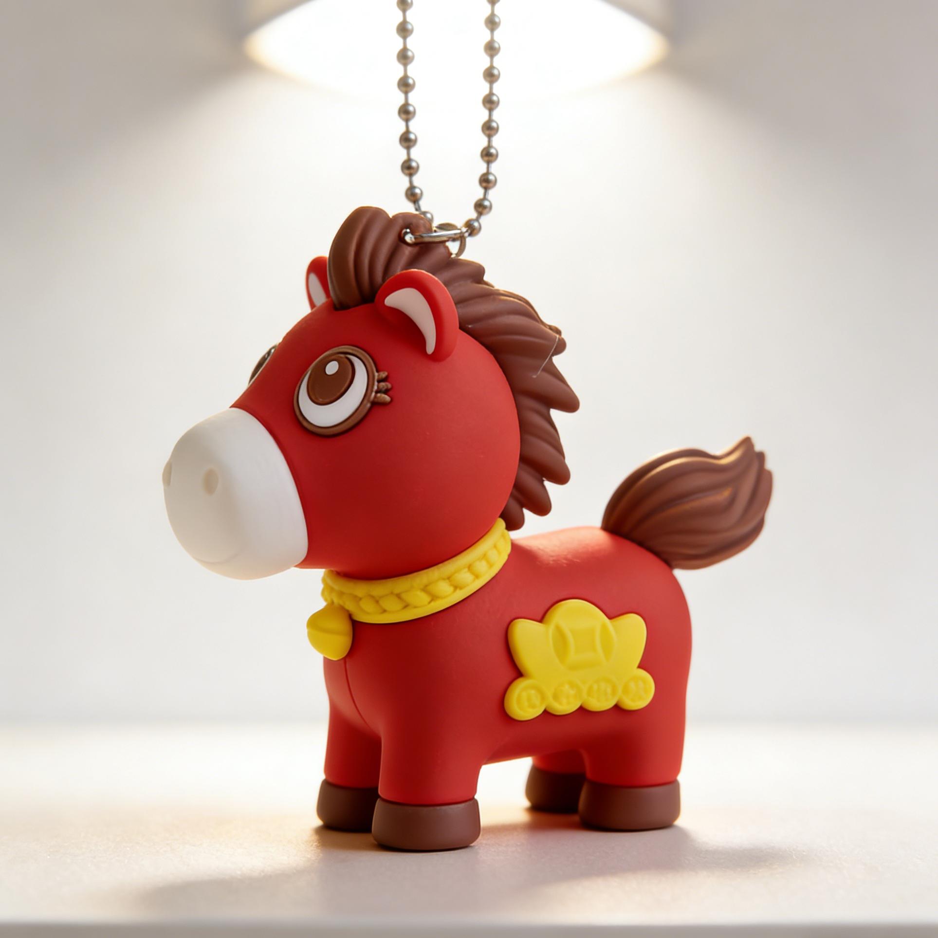 2026 Year of the Horse New Trendy 3D Printed Funny Mood Horse Keychain Stress Relief Gadget Creative Backpack Pendant