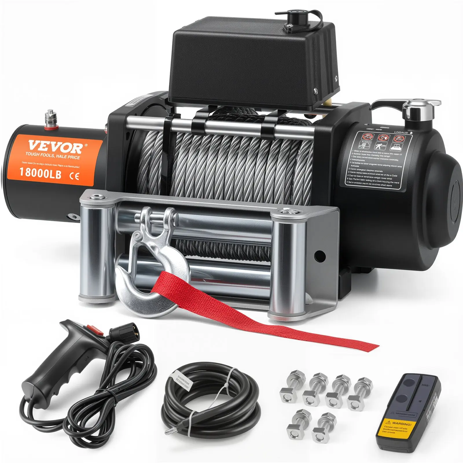 【Black Friday】VEVOR 12V DC Electric Winch with 18000 lbs Pull, 7/16 in x 85 ft Steel Cable, Roller Fairlead, Wireless & Wired Remote Control, IP55 Waterproof for Off-Road Towing (SUV, Truck)