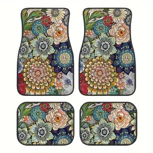 Floral Pattern Car Floor Mat, Dust-proof Car Floor Mat, Universal Car Interior Accessories for Front & Rear Seat, Car Decoration Accessories