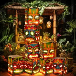 8 Pcs Tiki Totem Box Decor with Light, Luau Party Decorations for Hawaiian Birthday Party Tropical Aloha Decor 9.84 x 7.09 Tiki Lighted Gift Boxes for Garden Patio Porch Outdoor Decorfidget toys