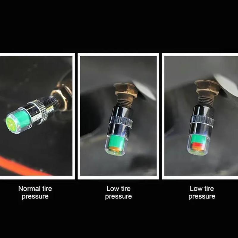 4/8Pcs Car Tire Pressure Monitor Valve Stem Caps Sensor Indicator Easy to Read 3 Color Eye Alert( 2.2Bar 32-to-35 PSI)