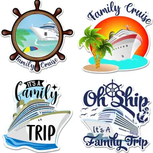 4 Pcs Cruise Door Decorations Magnetic Large Family Cruise Door Magnets Decor Big Cruise Ship Anchor Life Preserver Ring Magnets Refrigerator Magnets for Cabin Stateroom