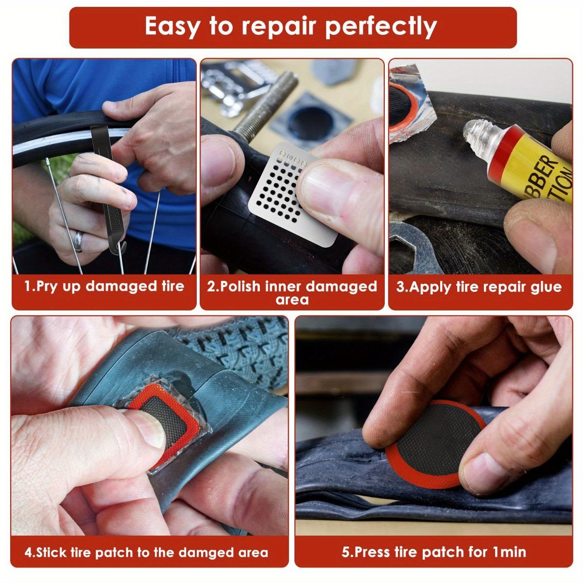 Bicycle Tire Repair Kit, 56pcs/set Self-adhesive Puncture Repair Kit, Multifunctional Bicycle Repair Tool with Glue-free Patch, Suitable for Road Bike Bike Tools