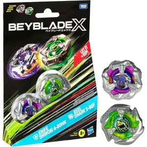 Beyblade X Knife Shinobi 4-80HN and Keel Shark 3-80F Dual Pack Set with 2 Right-Spinning Tops; Battling Top Toys for 8 Year Old Boys and Girls