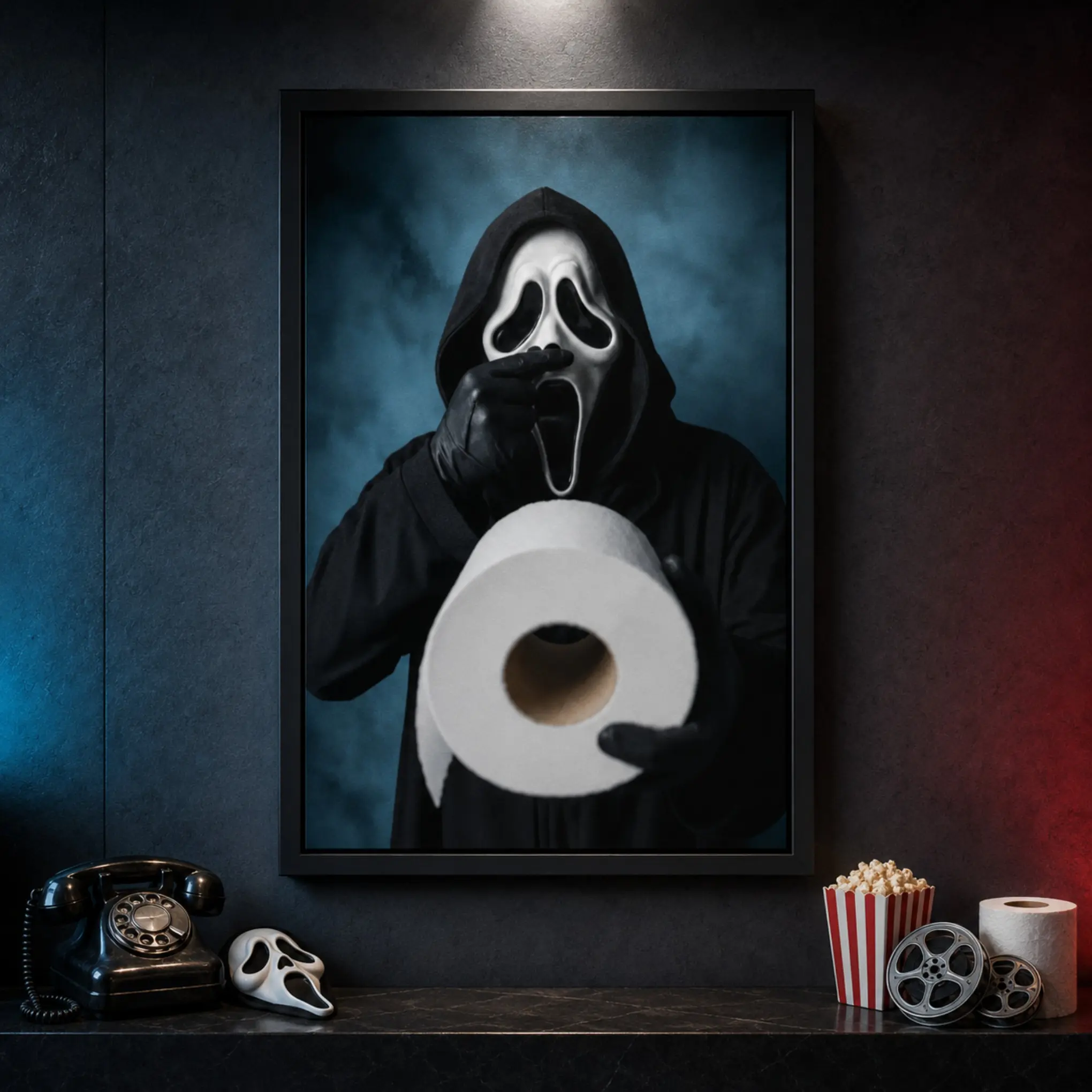 Funny Ghostface Toilet Paper Canvas Artwork - US Local Multi-Size Horror Movie Framed/Unframed Poster, Secure Wrap Home Decoration, Room Decorations Gift for Horror Fans