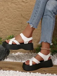 Two Strap Ankle Strap Platform Sandals - Open Toe Chunky Wedge Casual Summer Dad Sandals