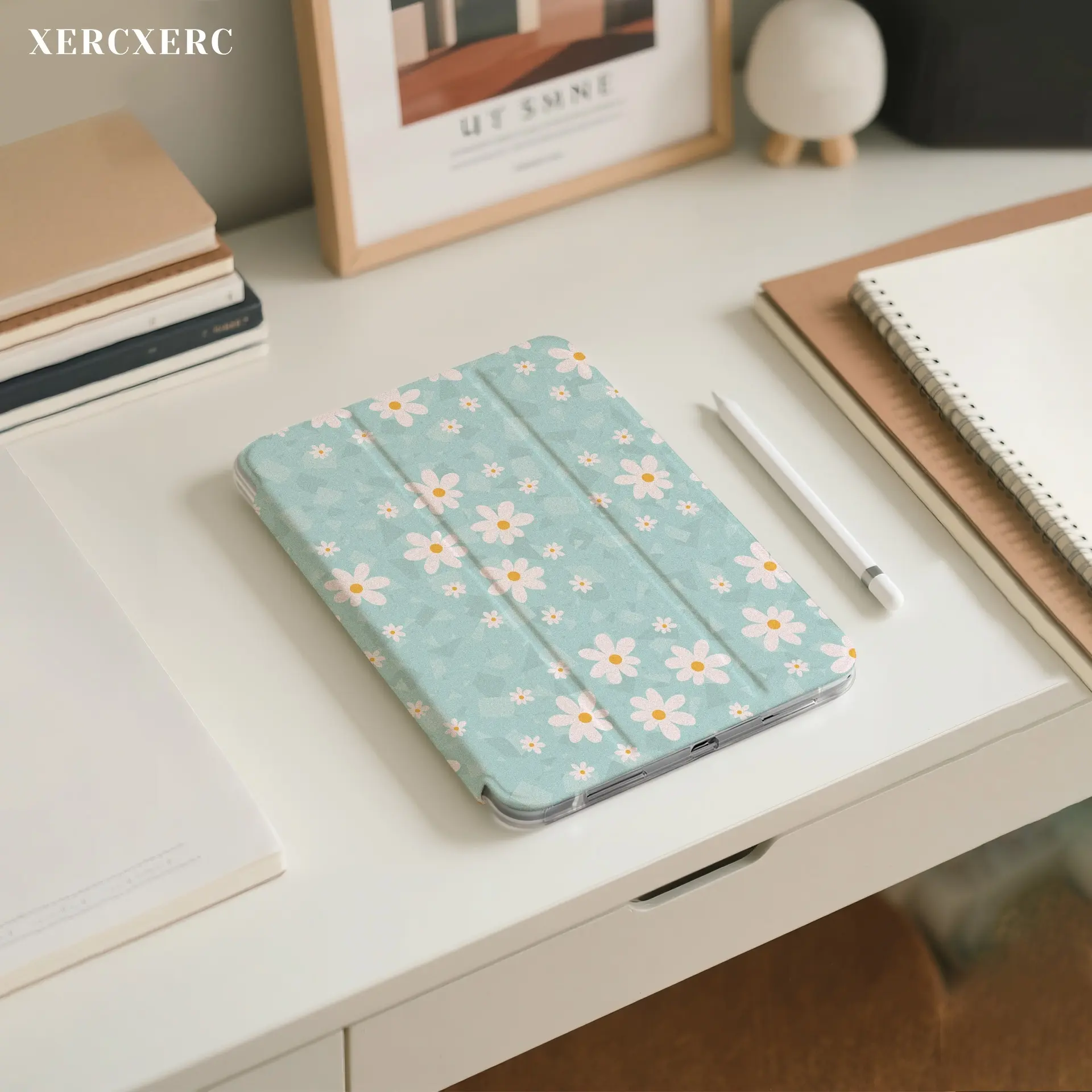 Gentle Pastel Floral Pattern PU Leather Flip Case 3-Fold Stand Pen Slot Shockproof Anti-Scratch Auto WakeSleep for iPad Air 11 10.9 Pro 12.9 11 10.9 2025 2024 Mini 8.3 Galaxy Tab S10 S9 S8 Back to School Gift