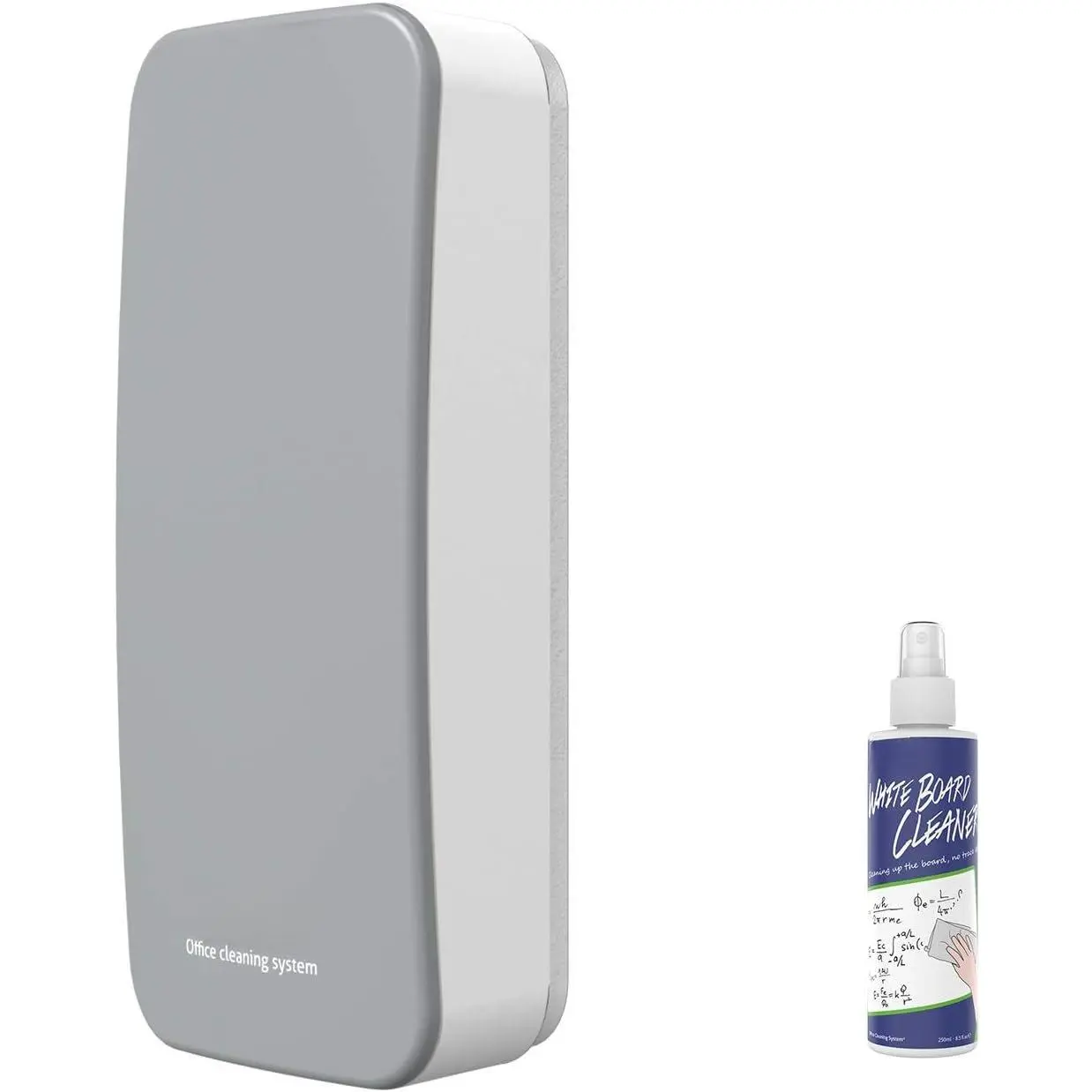 Dry Erase Eraser, Whiteboard Eraser, Glass Board Remover, 3.4 fl oz Whiteboard Cleaner Included, for Classroom,  and Office Use (Grey) | Effective Cleaning,  , AP Certified Cleaner, ABS & Felt Material,  Design, Classroom  Office Use