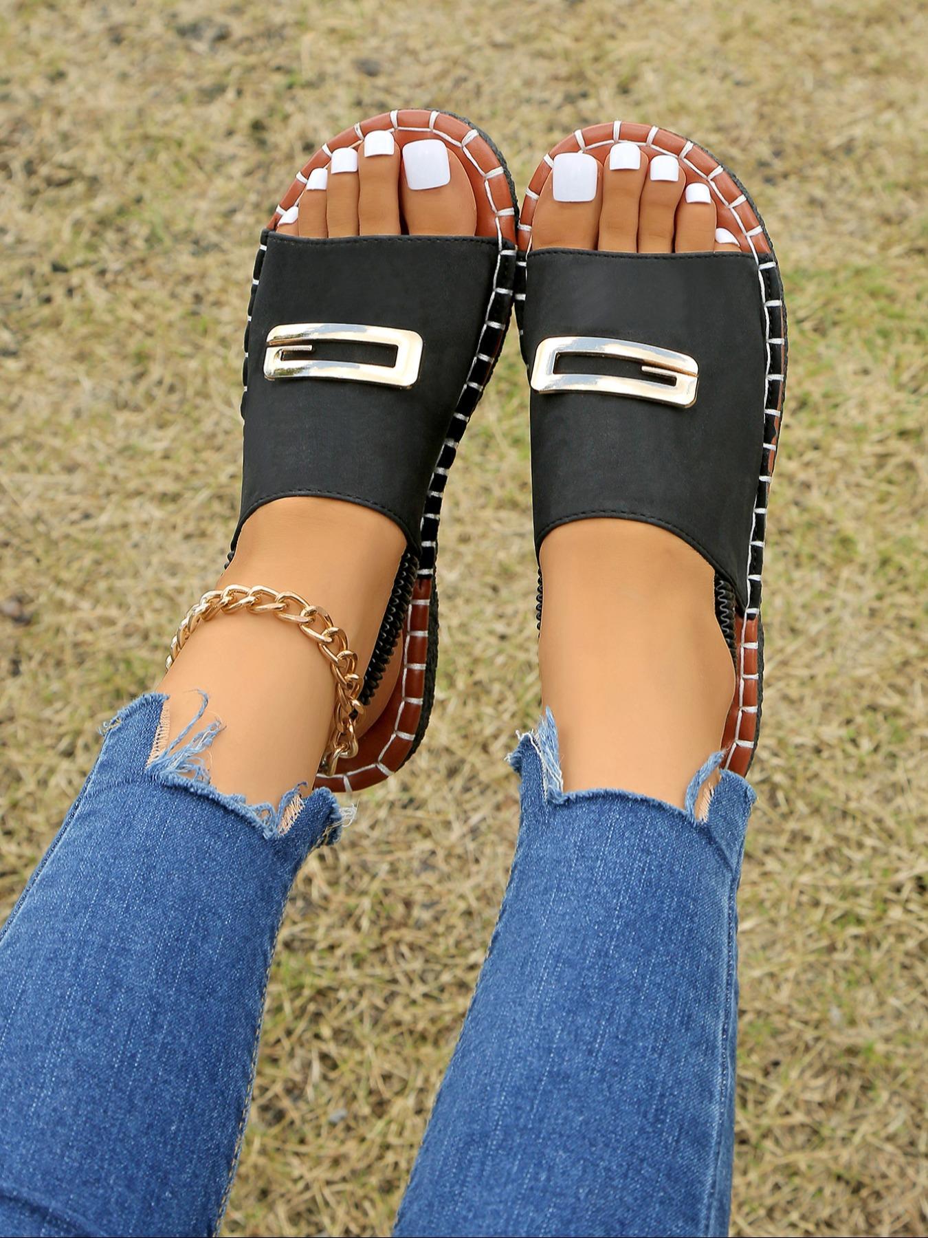 Women's Fashionable Slingback Sandals, 2024 New Style Casual Comfortable Lightweight Sandals for Outdoor, All-match Commuter Shoes for Daily Wear