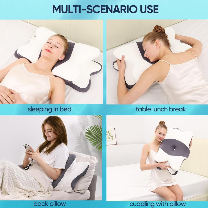 Sleep guru-recommended neck pillow, side sleeper pillow, contoured memory foam pillow for back and stomach sleepers, two height options, zoned contour design