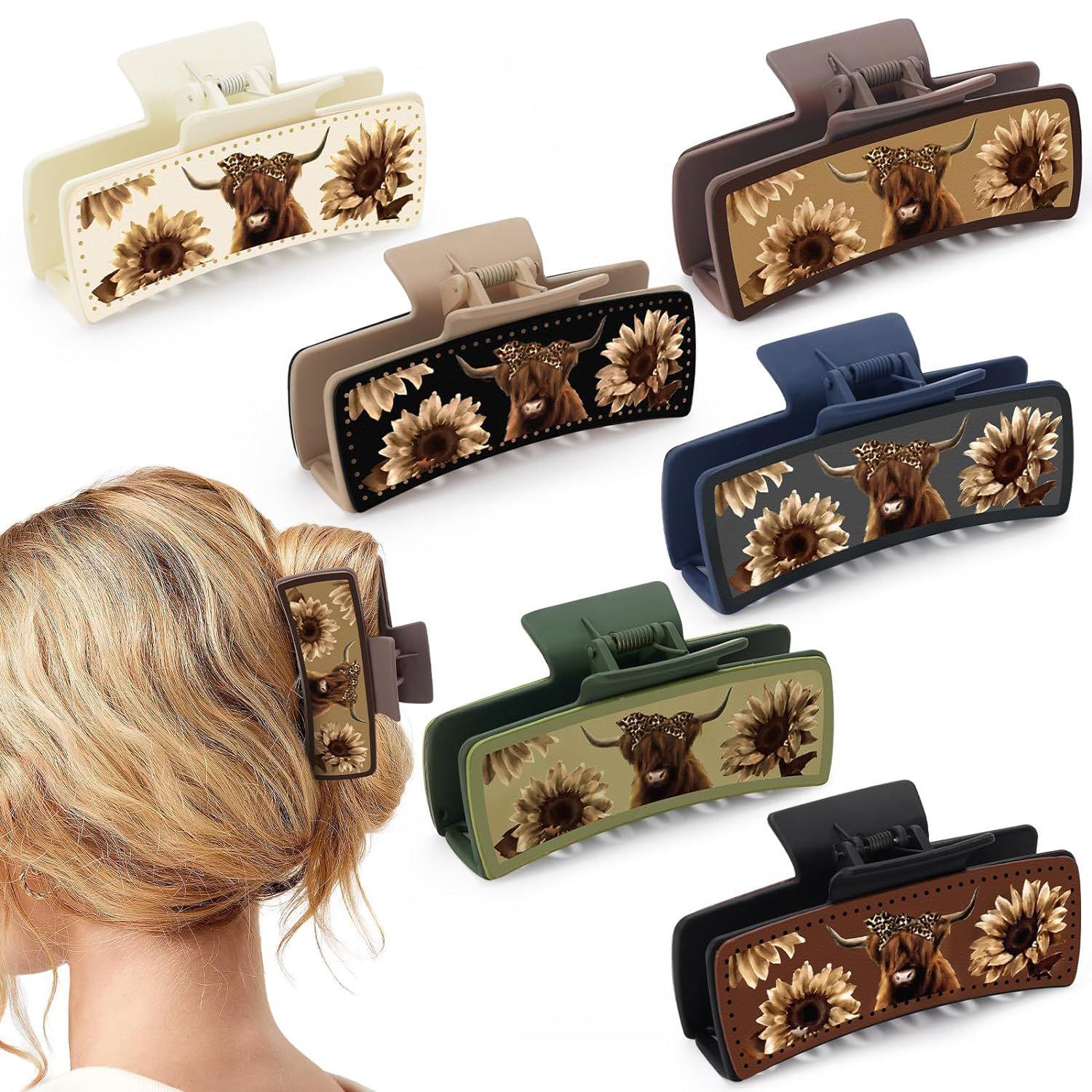 Multicolor Bull Head Square Hair Clip Style Leather PU Simple Versatile European and American Shark Clip High Ponytail Claw Clip